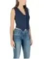 "Guess Westen im Sale | Guess Damen Weste Blau - Elegante Herbst/Winter V-Ausschnitt Weste mit Knopfverschluss, Ärmellos, 100% Polyester online kaufen"|Planet-Deluxe
