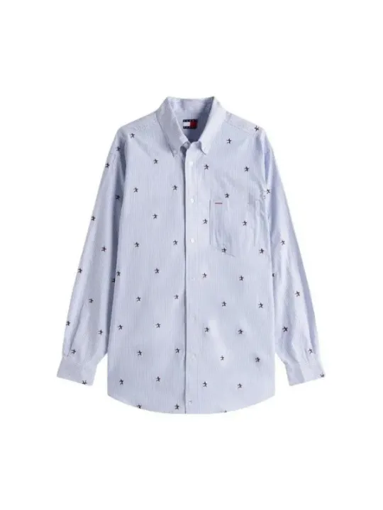 "Tommy Hilfiger Jeans Hemden im Sale | Tommy Hilfiger Jeans Damen Hemd aus Bio-Baumwolle in Azurblau – Herbst/Winter Kollektion online kaufen"|Planet-Deluxe