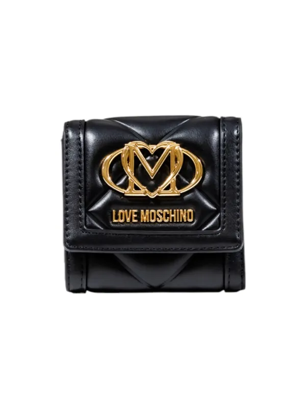 "Love Moschino Geldbörsen im Sale | **Love Moschino Damen Portemonnaie - Elegantes Herbst/Winter Design, Schwarz, mit Knopfverschluss und Innenfächern (Modell JC56 online kaufen"|Planet-Deluxe