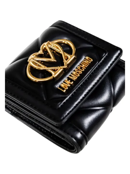 "Love Moschino Geldbörsen im Sale | **Love Moschino Damen Portemonnaie - Elegantes Herbst/Winter Design, Schwarz, mit Knopfverschluss und Innenfächern (Modell JC56 online kaufen"|Planet-Deluxe