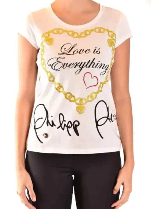 "Philipp Plein T-Shirts im Sale | Philipp Plein Damen TShirt Weiß Print Kurzarm Sommer online kaufen"|Planet-Deluxe