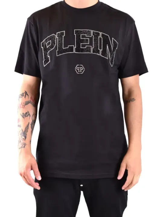 "Philipp Plein T-Shirts im Sale | Plein Herren TShirt Herbst Winter Schwarz Druck 100 Baumwolle online kaufen"|Planet-Deluxe