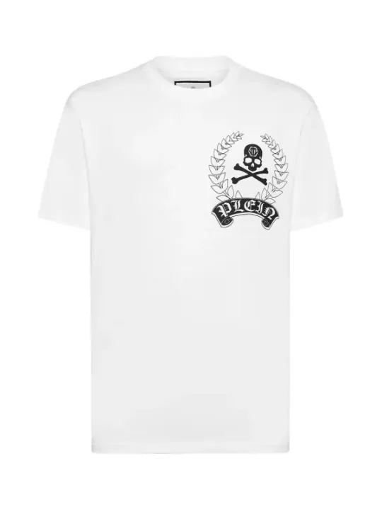 "Philipp Plein T-Shirts im Sale | Philipp Plein Herren T-Shirt Weiß Druck Herbst Winter online kaufen"|Planet-Deluxe
