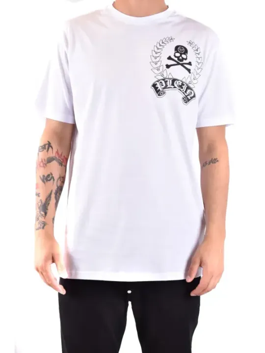 "Philipp Plein T-Shirts im Sale | Philipp Plein Herren T-Shirt Weiß Druck Herbst Winter online kaufen"|Planet-Deluxe