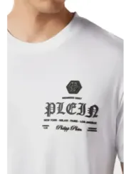 "Philipp Plein T-Shirts im Sale | Philipp Plein Herren T-Shirt Weiß Sommerdruck Rundhals online kaufen"|Planet-Deluxe