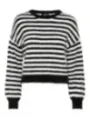 Gestrickter schwarz-weiß gestreifter Pullover