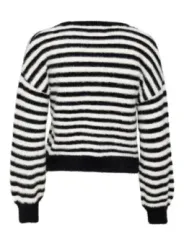 Weicher, gestreifter Damen-Pullover schwarz-weiß