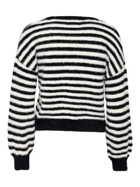 Weicher, gestreifter Damen-Pullover schwarz-weiß