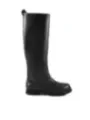 Schwarzer Lederstiefel mit blauem Akzent
