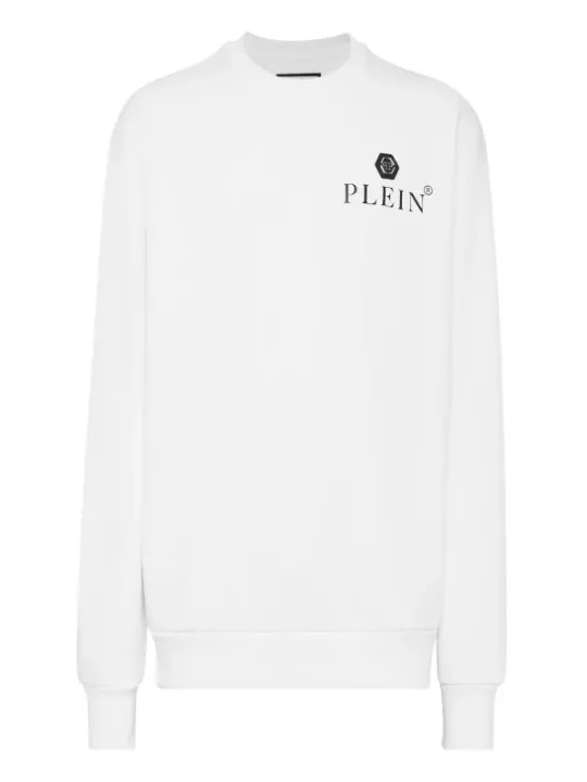 "Philipp Plein Sweatshirts im Sale | Philipp Plein Herren Fleece Sweatshirt Weiß Druck online kaufen"|Planet-Deluxe