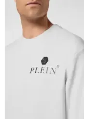 "Philipp Plein Sweatshirts im Sale | Philipp Plein Herren Fleece Sweatshirt Weiß Druck online kaufen"|Planet-Deluxe