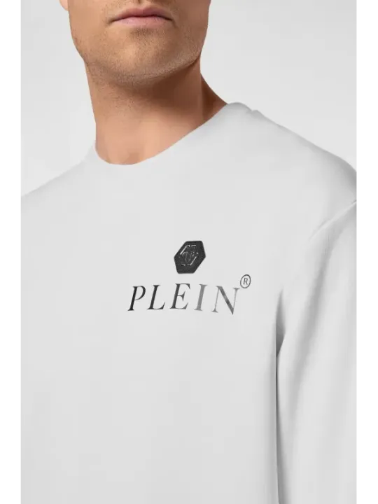"Philipp Plein Sweatshirts im Sale | Philipp Plein Herren Fleece Sweatshirt Weiß Druck online kaufen"|Planet-Deluxe
