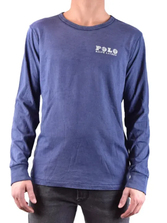"Polo Ralph Lauren T-Shirts im Sale | Polo Ralph Lauren Herren Langarmshirt Blau Baumwolle online kaufen"|Planet-Deluxe