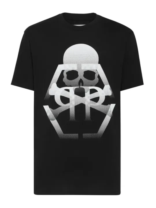 "Philipp Plein T-Shirts im Sale | Philipp Plein Herren T-Shirt Herbst/Winter Schwarz Druck online kaufen"|Planet-Deluxe