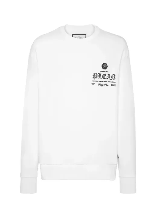 "Philipp Plein Sweatshirts im Sale | Philipp Plein Herren Fleece Sweatshirt Frühling Sommer Weiß online kaufen"|Planet-Deluxe