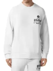 "Philipp Plein Sweatshirts im Sale | Philipp Plein Herren Fleece Sweatshirt Frühling Sommer Weiß online kaufen"|Planet-Deluxe