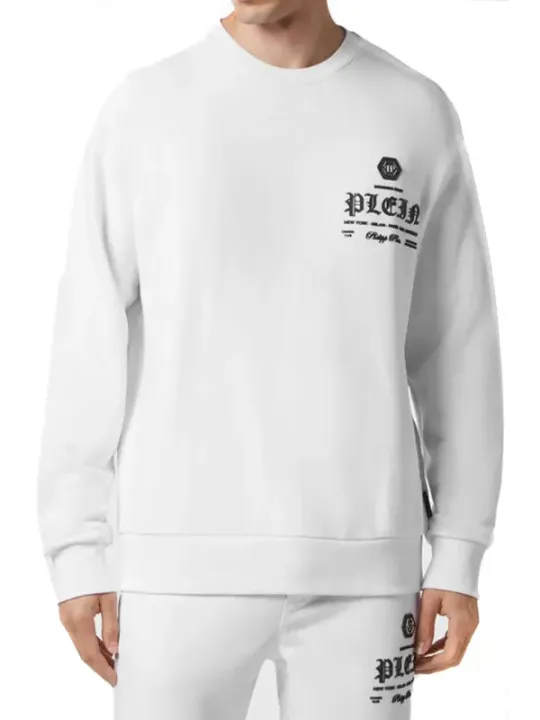 "Philipp Plein Sweatshirts im Sale | Philipp Plein Herren Fleece Sweatshirt Frühling Sommer Weiß online kaufen"|Planet-Deluxe