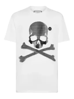 "Plein Herren T-Shirt Weiß: Herbst-Winter, Kurzarm, Druck"