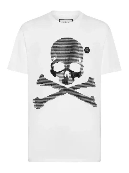 "Philipp Plein T-Shirts im Sale | Plein Herren TShirt Weiß HerbstWinter Druck Kurzarm online kaufen"|Planet-Deluxe