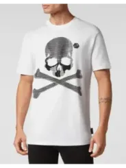 "Philipp Plein T-Shirts im Sale | Plein Herren TShirt Weiß HerbstWinter Druck Kurzarm online kaufen"|Planet-Deluxe