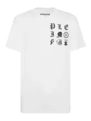 "Philipp Plein T-Shirts im Sale | Philipp Plein Herren T-Shirt Weiß Druck Kurzarm Herbst Winter online kaufen"|Planet-Deluxe