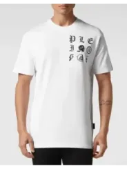 "Philipp Plein T-Shirts im Sale | Philipp Plein Herren T-Shirt Weiß Druck Kurzarm Herbst Winter online kaufen"|Planet-Deluxe