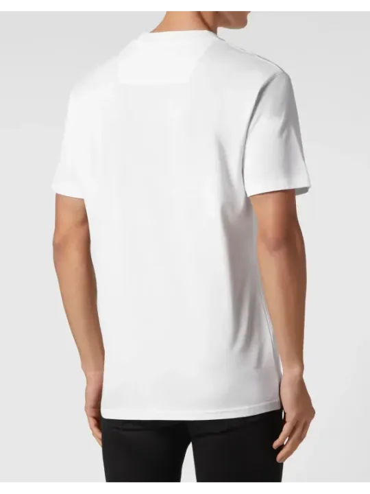 "Philipp Plein T-Shirts im Sale | Philipp Plein Herren T-Shirt Weiß Druck Kurzarm Herbst Winter online kaufen"|Planet-Deluxe