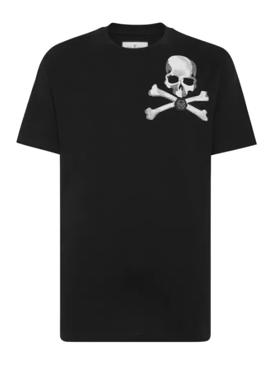 "Philipp Plein T-Shirts im Sale | Philipp Plein Herren TShirt Herbst Winter Schwarz Druck online kaufen"|Planet-Deluxe