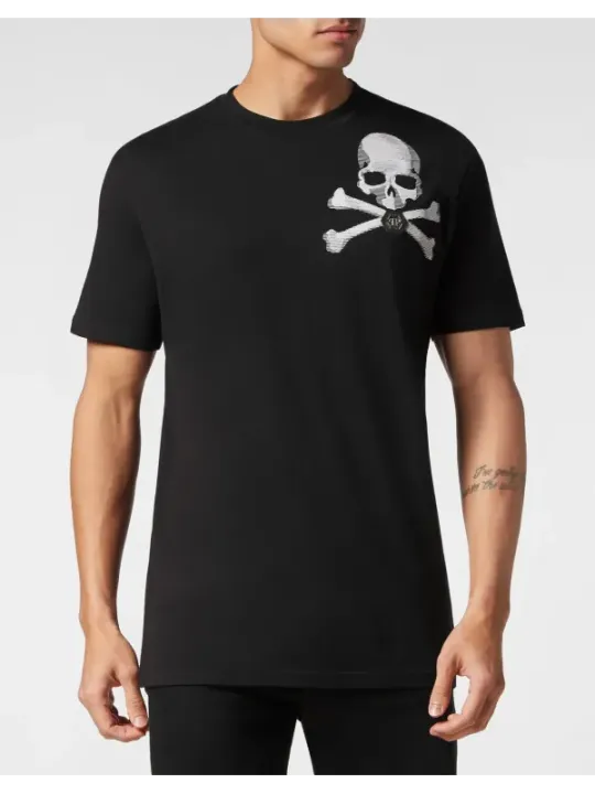 "Philipp Plein T-Shirts im Sale | Philipp Plein Herren TShirt Herbst Winter Schwarz Druck online kaufen"|Planet-Deluxe
