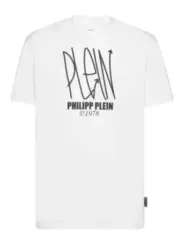 "Philipp Plein T-Shirts im Sale | Philipp Plein Herren TShirt Weiß Druck Kurzarm HerbstWinter online kaufen"|Planet-Deluxe