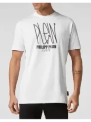 "Philipp Plein T-Shirts im Sale | Philipp Plein Herren TShirt Weiß Druck Kurzarm HerbstWinter online kaufen"|Planet-Deluxe
