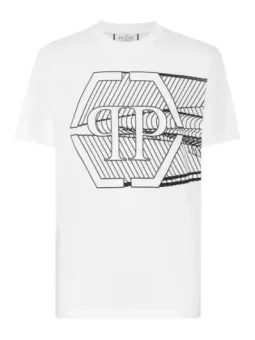 Philipp Plein Herren T-Shirt Weiß mit Herbst/Winter-Print