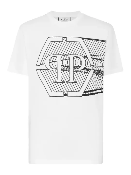 "Philipp Plein T-Shirts im Sale | Philipp Plein Herren TShirt Weiß Herbst Winterdruck online kaufen"|Planet-Deluxe