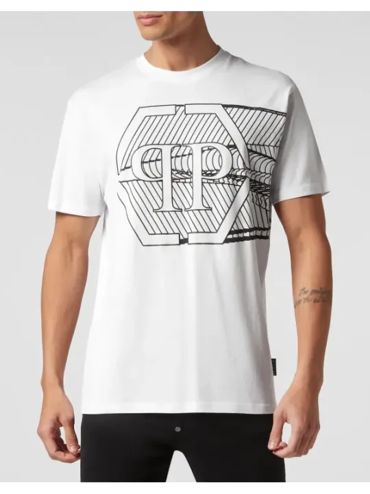 "Philipp Plein T-Shirts im Sale | Philipp Plein Herren TShirt Weiß Herbst Winterdruck online kaufen"|Planet-Deluxe
