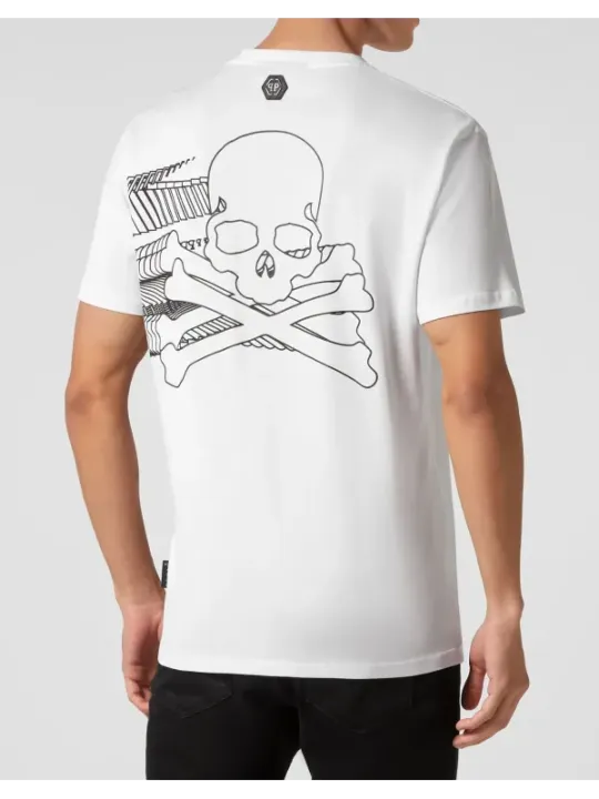 "Philipp Plein T-Shirts im Sale | Philipp Plein Herren TShirt Weiß Herbst Winterdruck online kaufen"|Planet-Deluxe