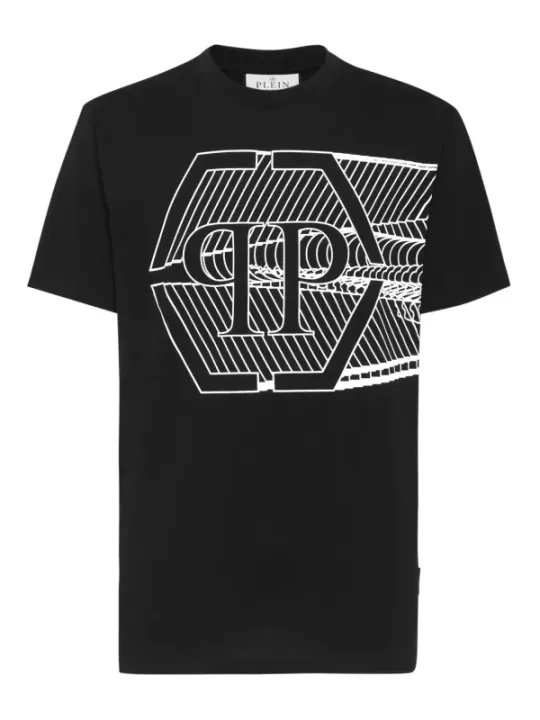"Philipp Plein T-Shirts im Sale | Philipp Plein Herren T-Shirt Schwarz Herbst Winter 100 Prozent Baumwolle online kaufen"|Planet-Deluxe