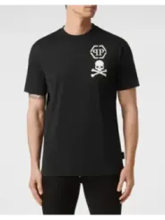 "Philipp Plein T-Shirts im Sale | Philipp Plein Herren T-Shirt Schwarz Druck Herbst Winter online kaufen"|Planet-Deluxe