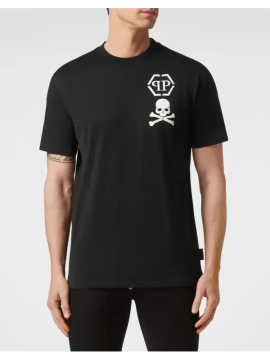 "Philipp Plein T-Shirts im Sale | Philipp Plein Herren T-Shirt Schwarz Druck Herbst Winter online kaufen"|Planet-Deluxe