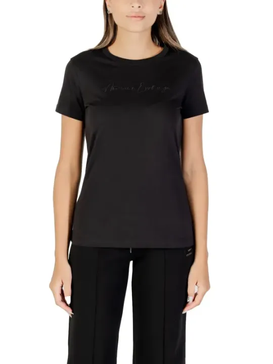 "Armani Exchange T-Shirts im Sale | Armani Exchange Damen T-Shirt Schwarz Druck Herbst/Winter online kaufen"|Planet-Deluxe