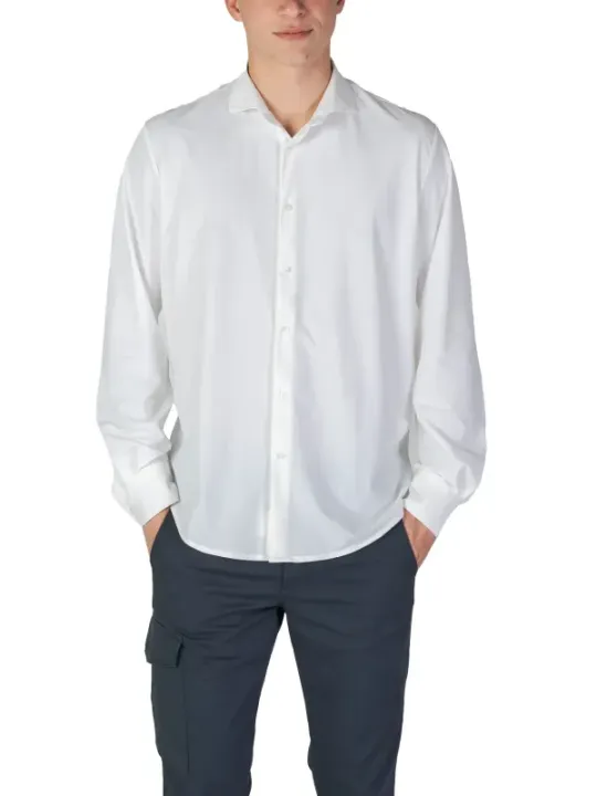 "Fashion Brand Hemden im Sale | Fashion Brand Herrenhemd Weiß - Einfarbig, Langarm, Klassischer Kragen, Herbst/Winter Kollektion  online kaufen"|Planet-Deluxe