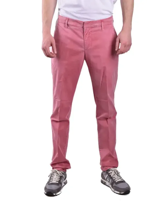 "Dondup Hosen im Sale | Dondup Herren Pantaloni - Rosa Baumwollhose mit Reißverschluss und Vordertaschen für Herbst/Winter online kaufen"|Planet-Deluxe