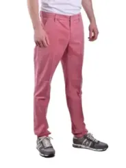 "Dondup Hosen im Sale | Dondup Herren Pantaloni - Rosa Baumwollhose mit Reißverschluss und Vordertaschen für Herbst/Winter online kaufen"|Planet-Deluxe