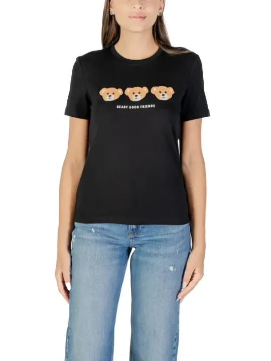 "Only T-Shirts im Sale | HerbstWinter Damen TShirt Schwarz Druck Kurzarm Rundhals online kaufen"|Planet-Deluxe