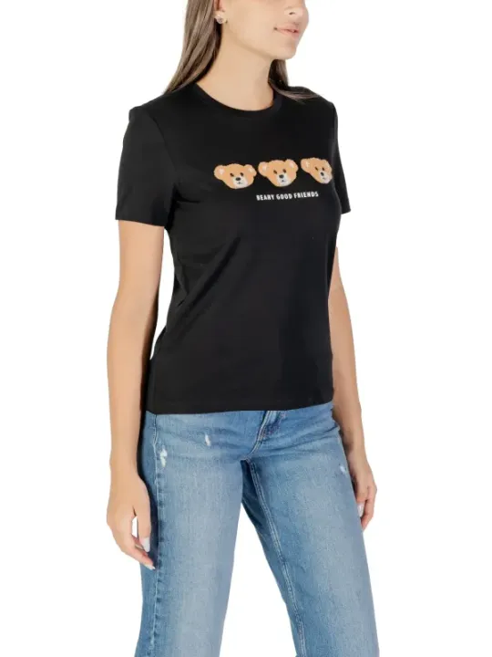 "Only T-Shirts im Sale | HerbstWinter Damen TShirt Schwarz Druck Kurzarm Rundhals online kaufen"|Planet-Deluxe