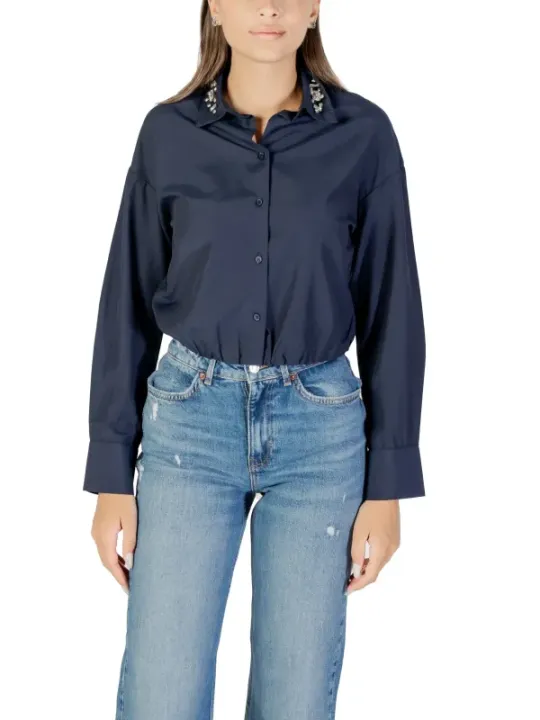 "Only Hemden im Sale | Only Damen Bluse Blau mit Strass für Herbst/Winter online kaufen"|Planet-Deluxe