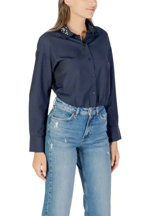 "Only Hemden im Sale | Only Damen Bluse Blau mit Strass für Herbst/Winter online kaufen"|Planet-Deluxe