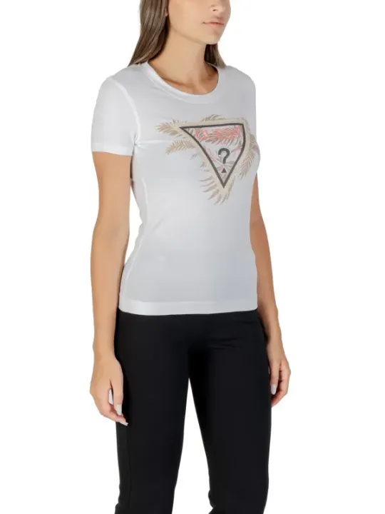 "Guess T-Shirts im Sale | Guess Damen T-Shirt Weiß Herbst/Winter Druck Kurzarm online kaufen"|Planet-Deluxe