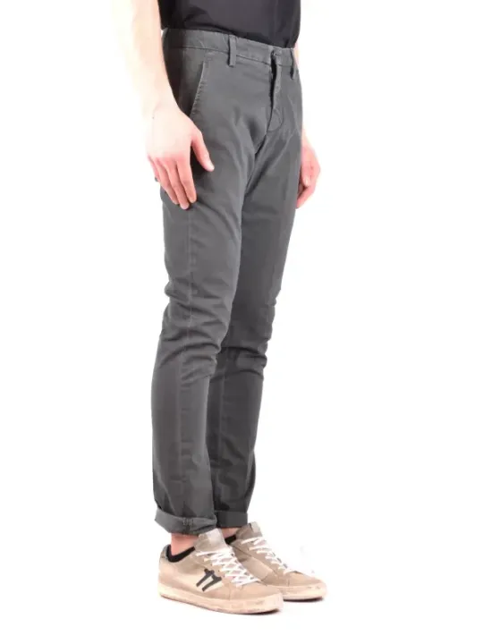 "Dondup Hosen im Sale | Dondup Herren Pantaloni - Grüne Herbst/Winter-Hose mit Reißverschluss und Knopf, Baumwollmischung online kaufen"|Planet-Deluxe