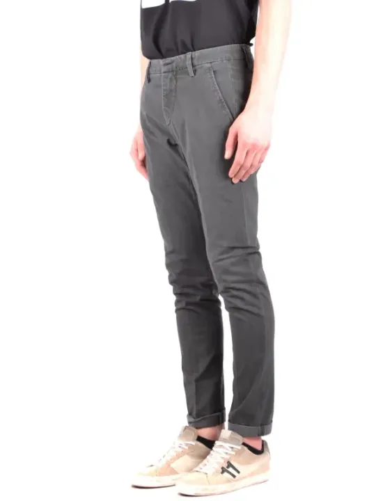 "Dondup Hosen im Sale | Dondup Herren Pantaloni - Grüne Herbst/Winter-Hose mit Reißverschluss und Knopf, Baumwollmischung online kaufen"|Planet-Deluxe