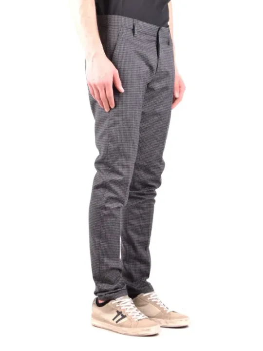 "Dondup Hosen im Sale | Dondup Herren Herbst/Winter Karierte Wollhose in Grau - Elegante Herrenhose mit Reißverschluss und Knopf, Artikelcode: B_33251 online kaufen"|Planet-Deluxe